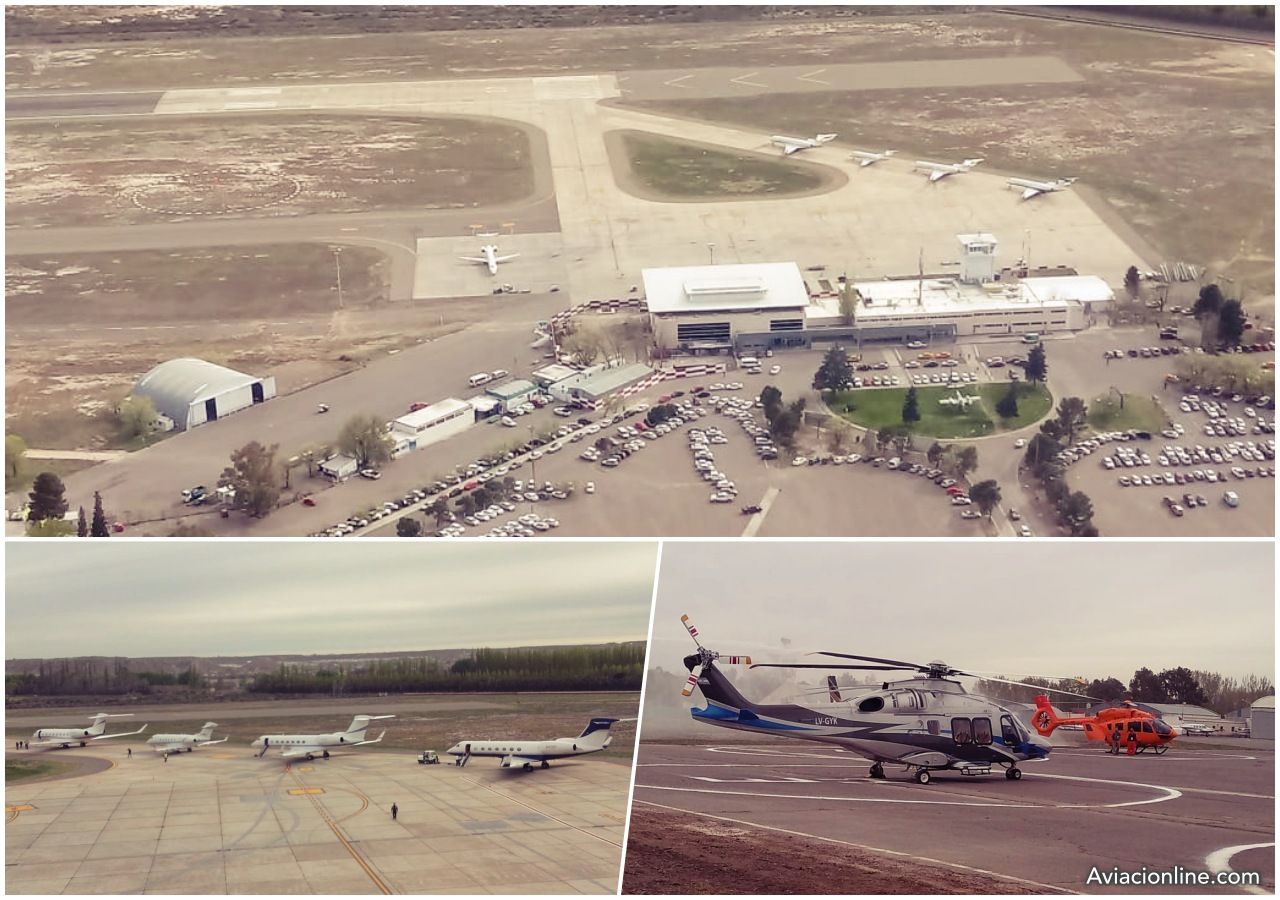 Cinco helicópteros y cinco jets en importante operativo de aviación ejecutiva en el aeropuerto de Neuquén
