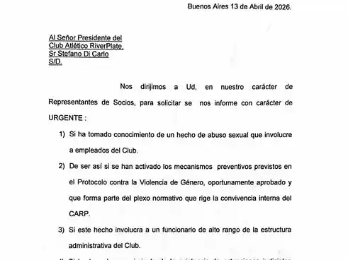 COMUNICADO ABUSO EN RIVER