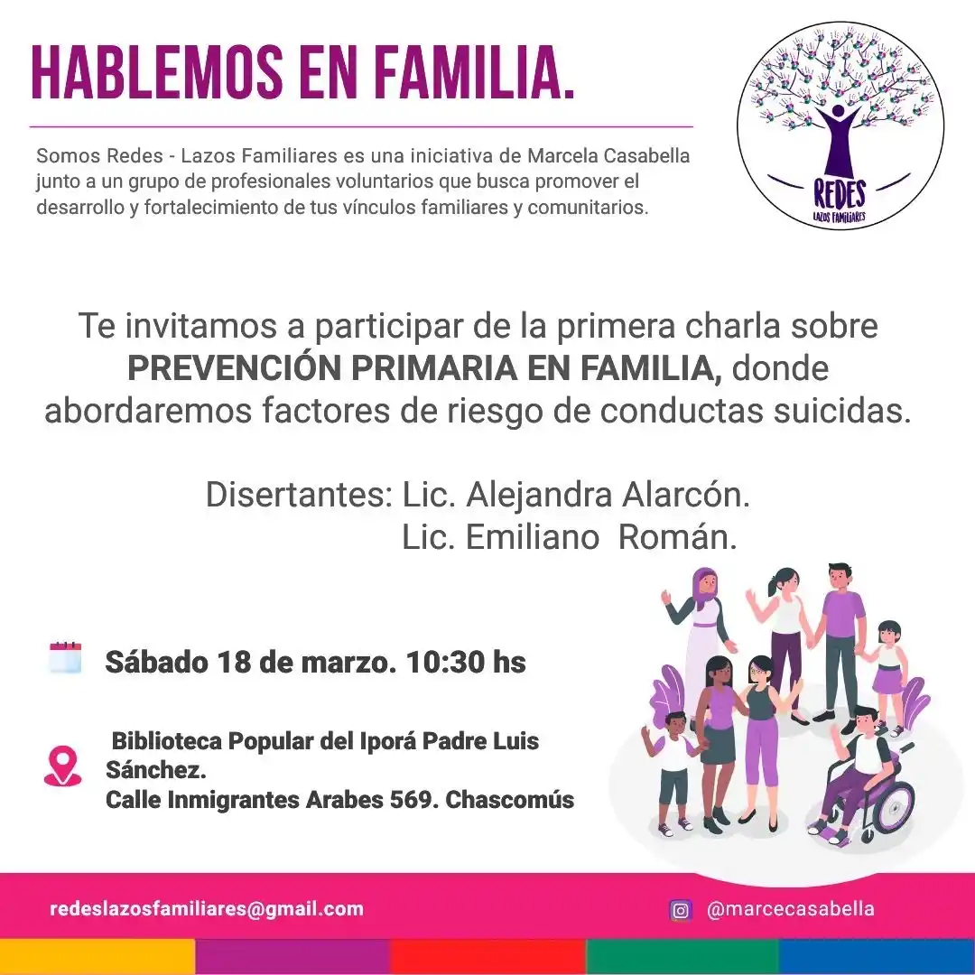 SALUD MENTAL: Hoy se realizará la primera charla sobre “Prevención primaria en familia”