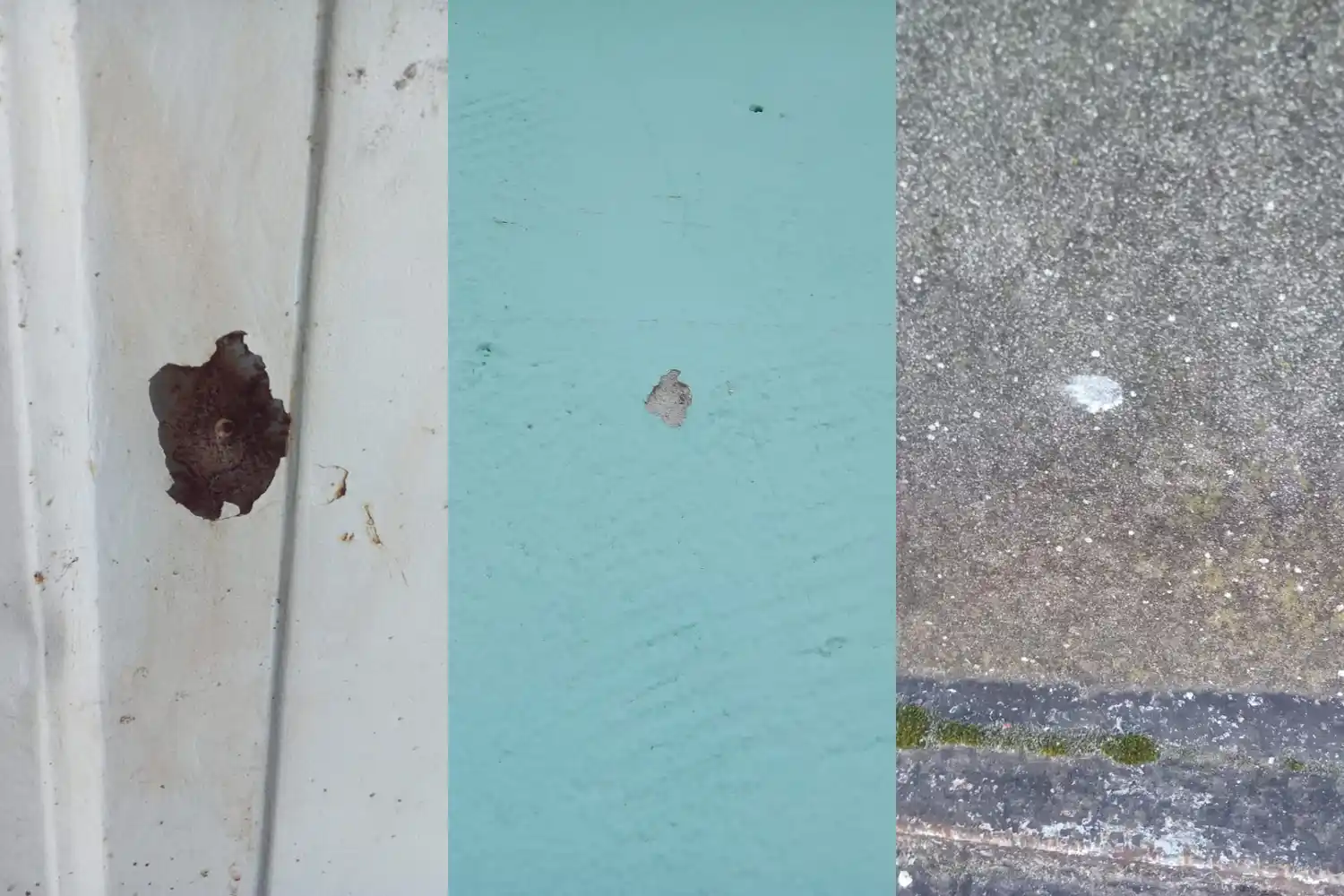 La huella de los tiros en puerta, pared y ventana de la casa de Candiotti.