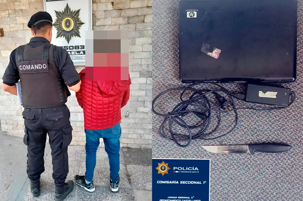 Casa por casa vendiendo una notebook, sospechoso…: lo revisaron y le encontraron un arma blanca