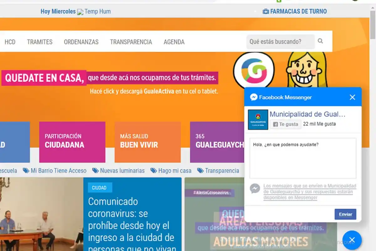 La web municipal ahora cuenta con un chat para consultas on line