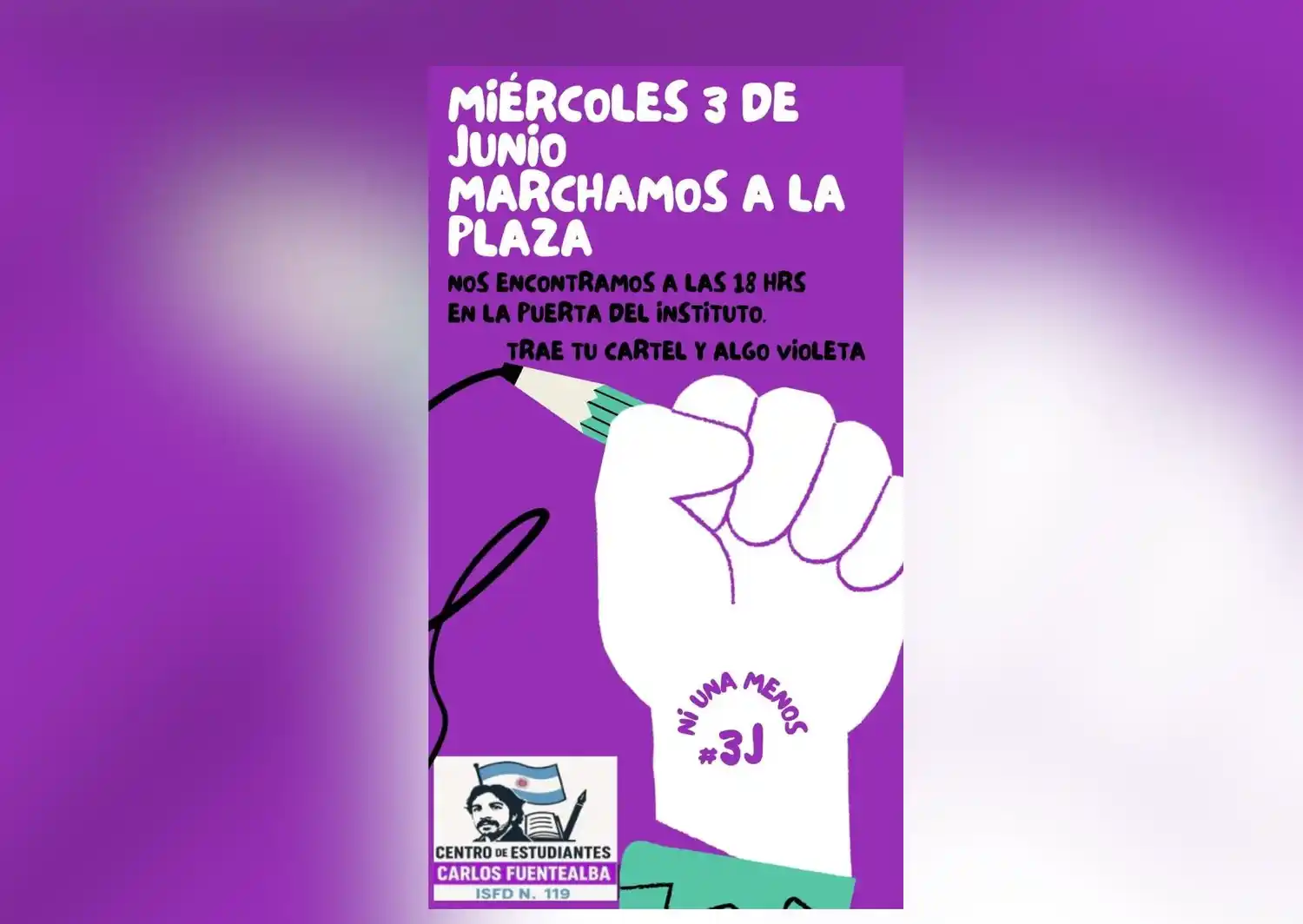 El Centro de Estudiantes del Instituto 118 invita a marchar por Ni Una Menos
