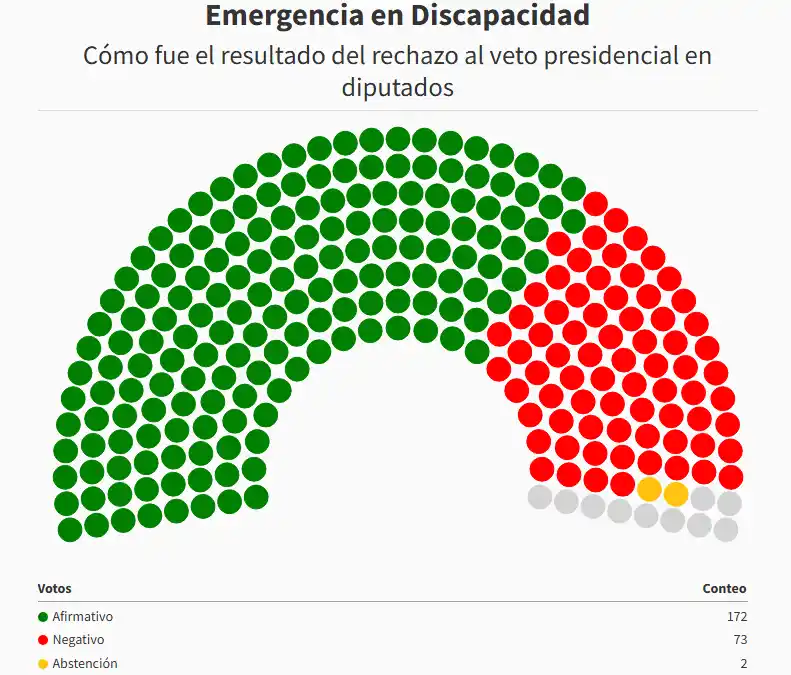 Diputados rechazó el veto de Milei a la Ley de Emergencia en Discapacidad