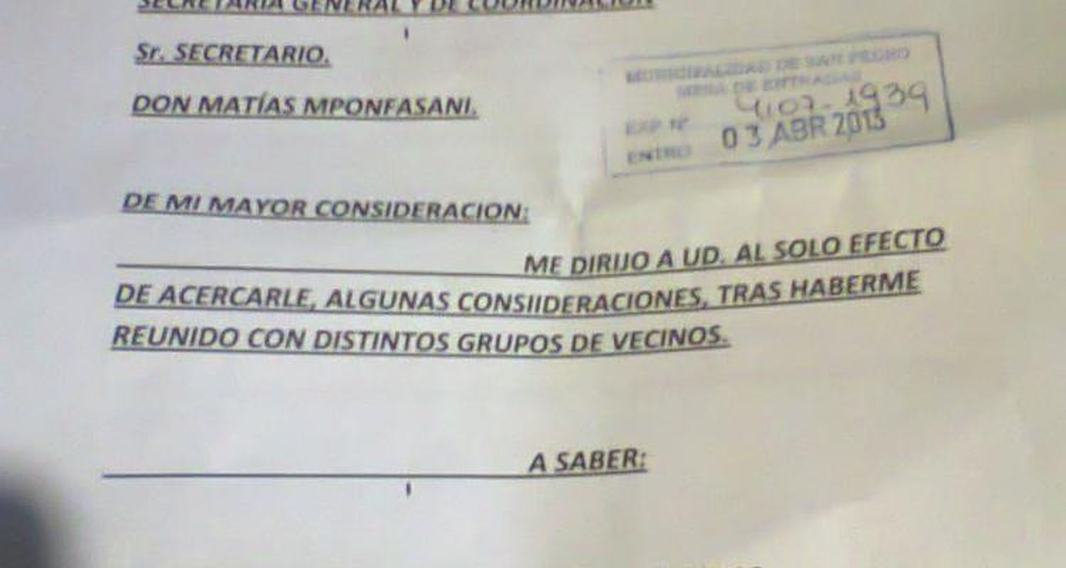 Vecinos presentaron reclamos a Matías Monfasani