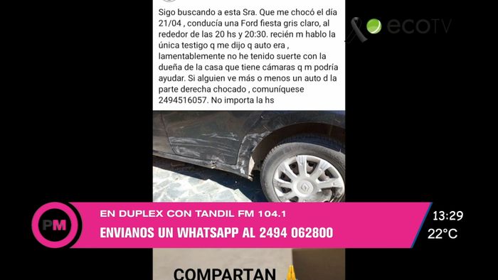 Le chocaron el auto, pide que aparezca el responsable y no le toman la denuncia