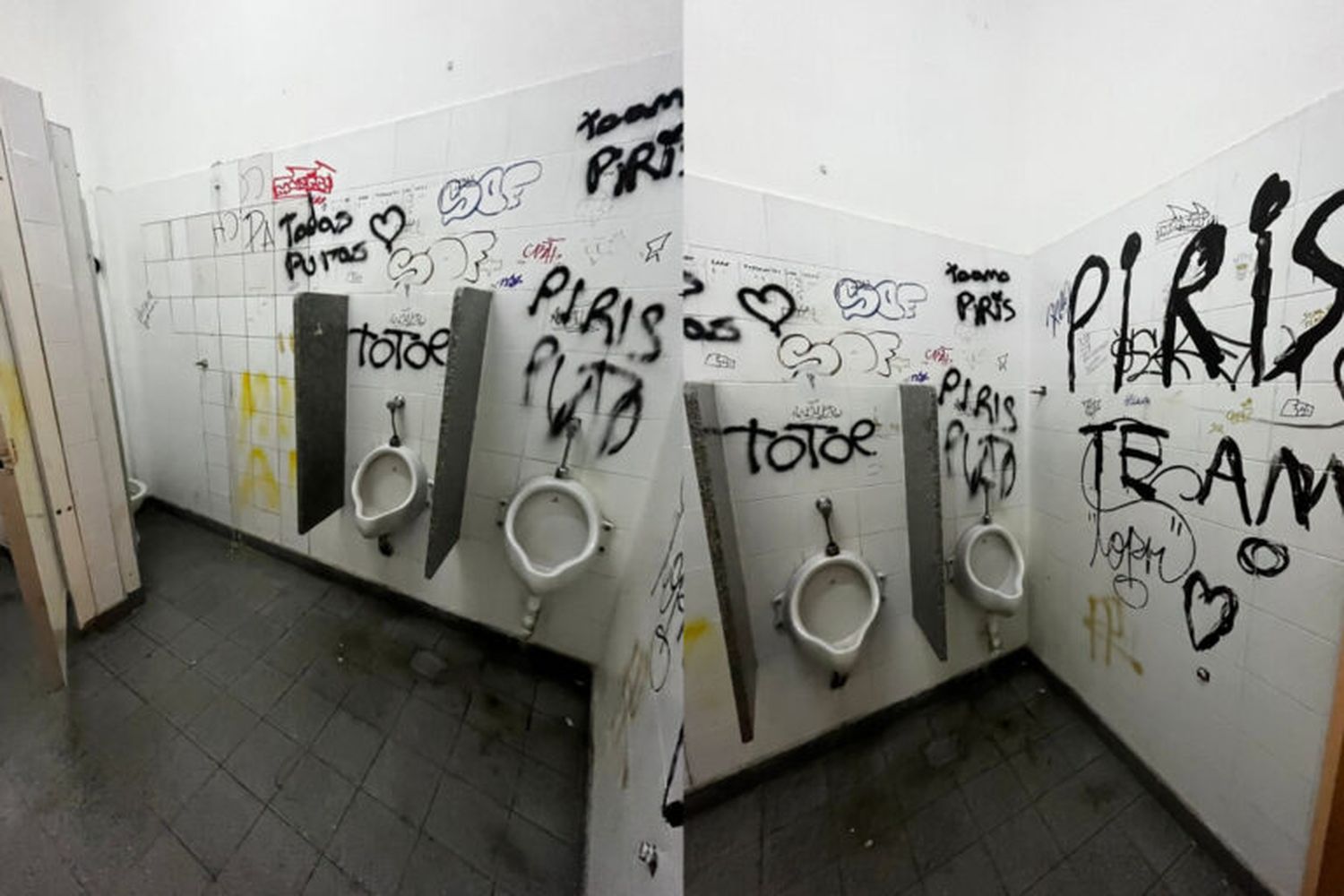 Así quedó uno de los sanitarios del primer piso de la institución