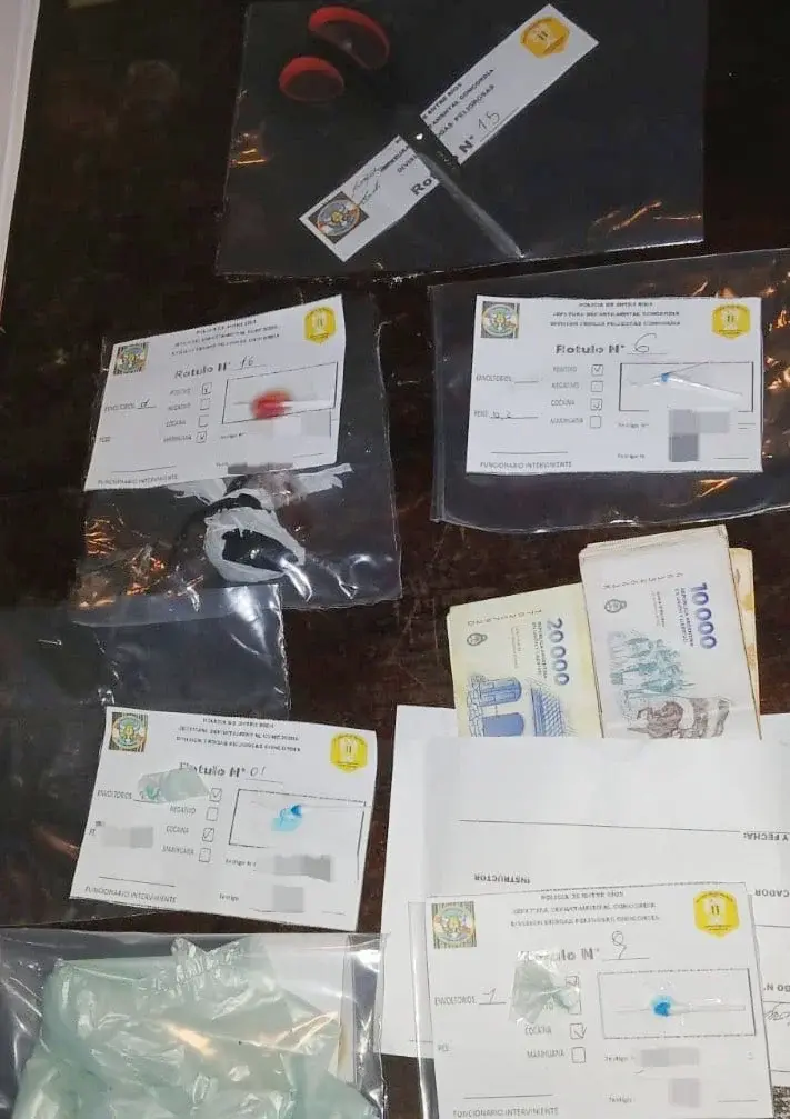 Secuestraron cocaína, marihuana y más de un millón de pesos en cuatro allanamientos