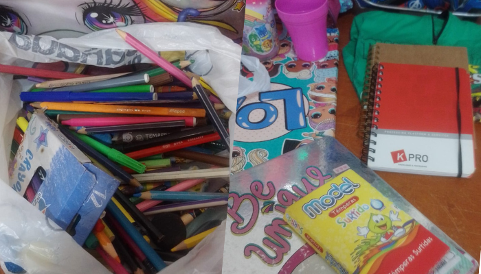 Primeras donaciones de la campaña de útiles