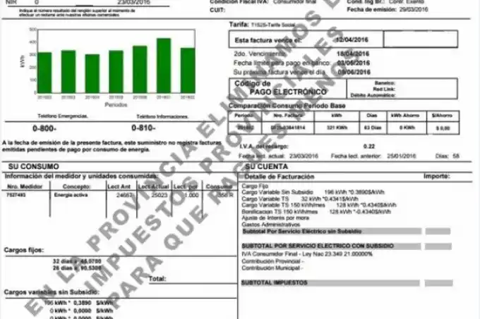 Vidal presiona al PJ con un mensaje en las facturas de electricidad