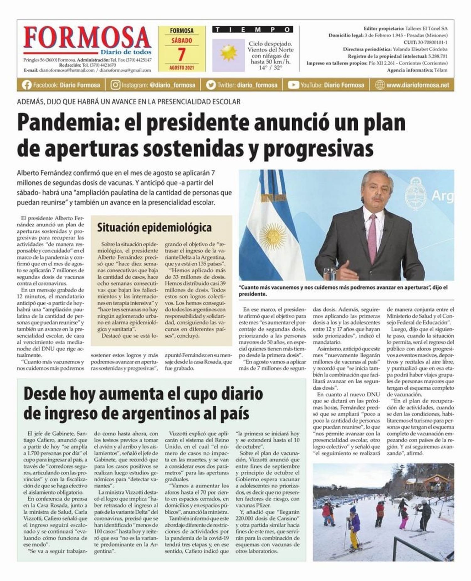 Tapa y Contratapa 7 de agosto de 2021