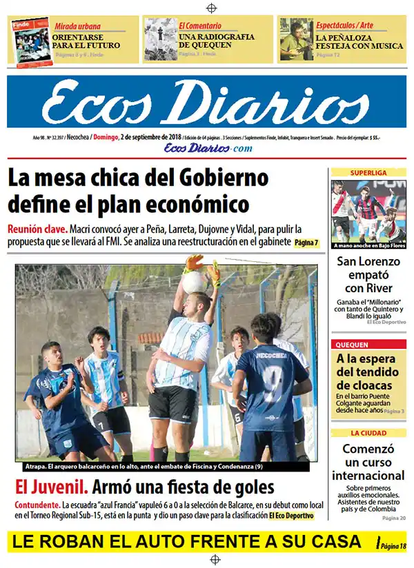 Tapa del 2 de septiembre de 2018
