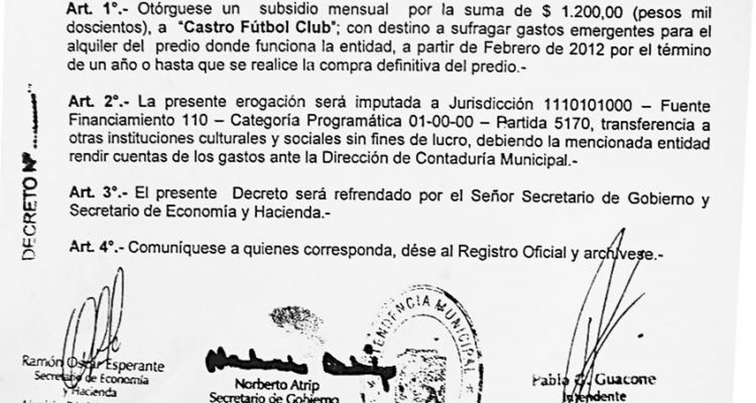 Guacone prometió subsidio por decreto y nunca cumplió