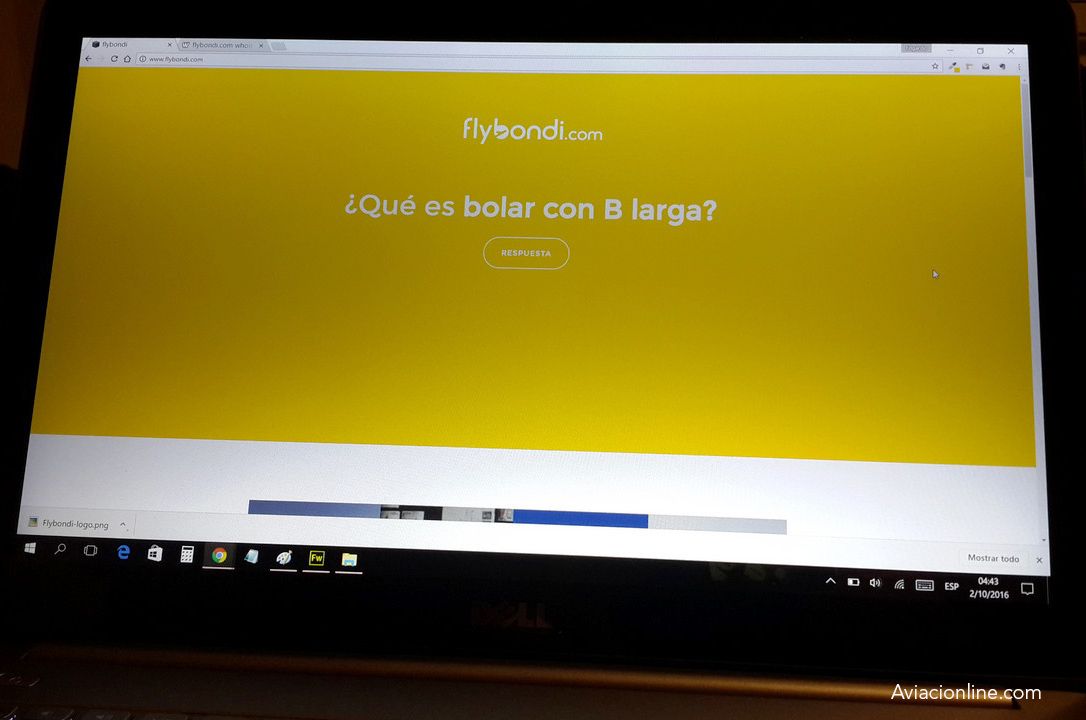 El sitio web de FlyBondi, proyecto de low cost argentina
