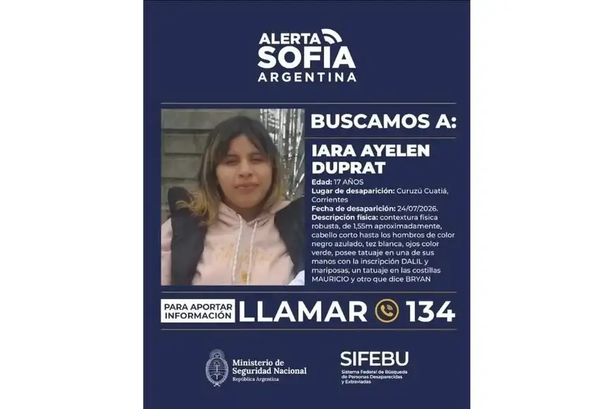 Activaron la Alerta Sofía por la desaparición de una adolescente de 17 años en Corrientes - 1