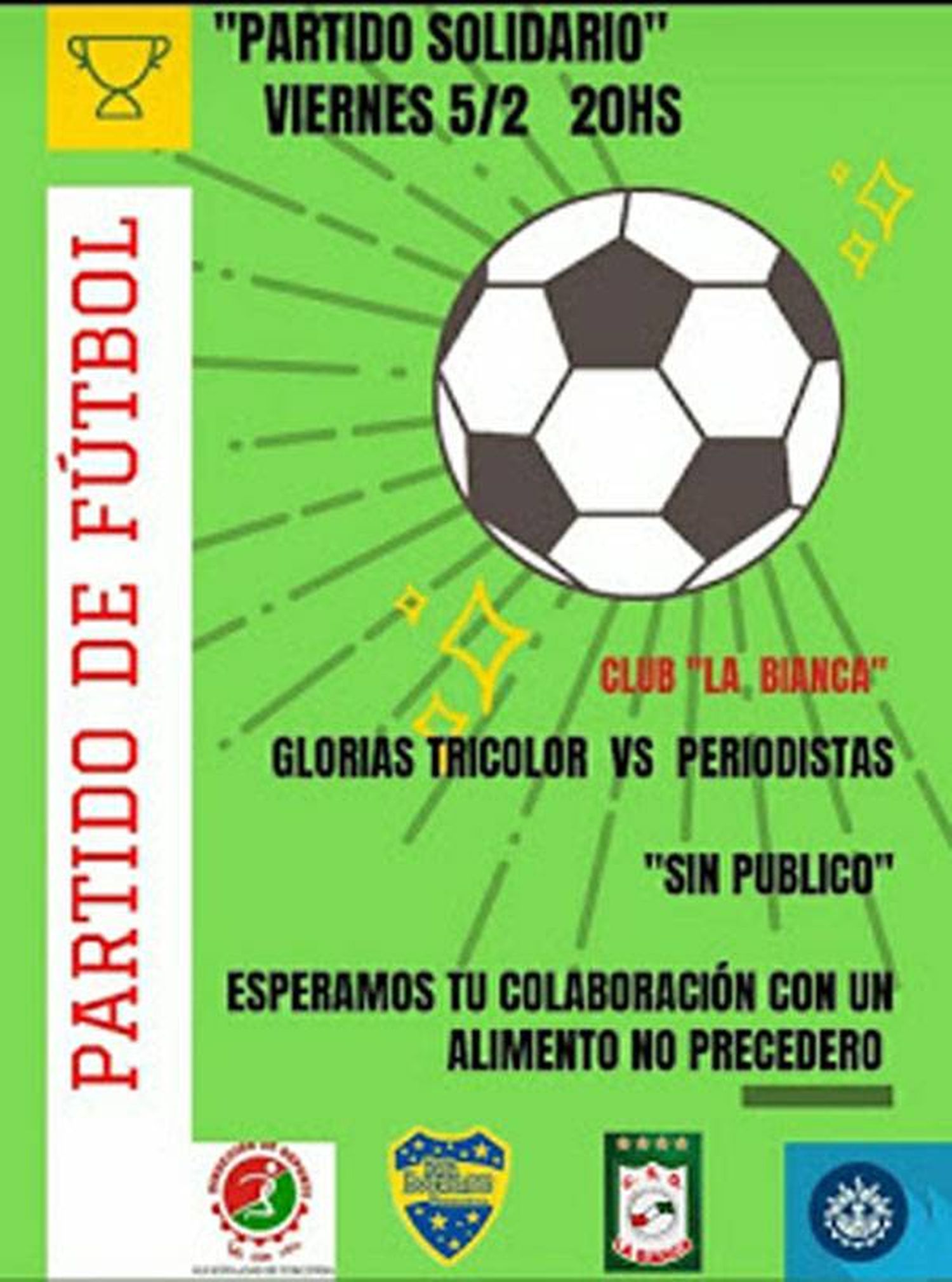 Partido de fútbol solidario para el Comedor Nº 12 del  asentamiento La Bianca