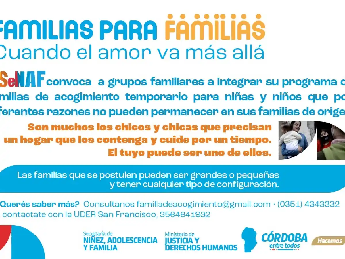 Departamento San Justo: llamado a familias para cuidar niños por un tiempo