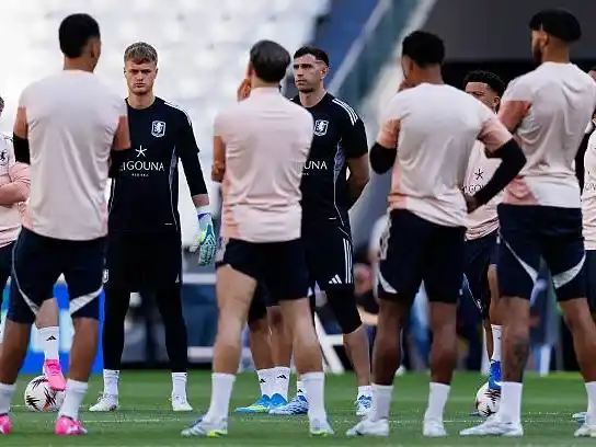 La última práctica de Aston Villa antes de la final.
