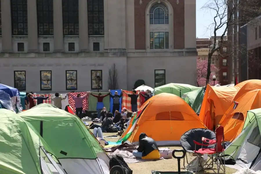 Los campamentos en la Universidad de Columbia en una imagen de la agencia Xinhua- NA