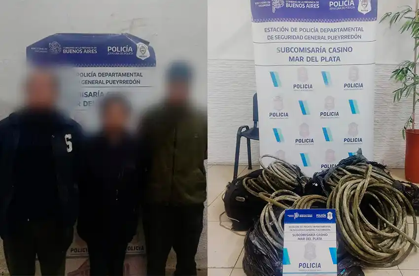 Detienen a tres personas con 150 metros de cable