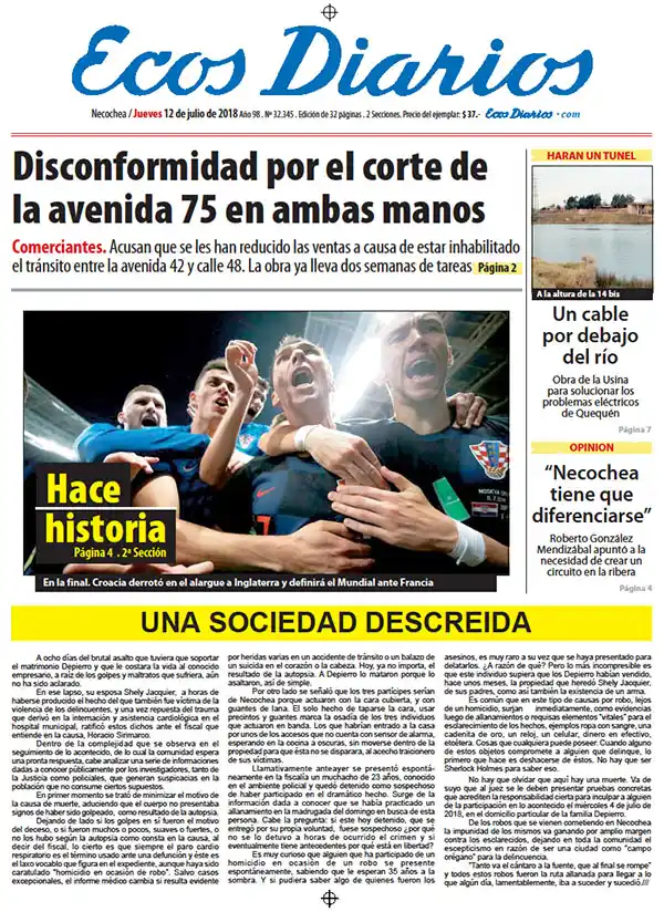 Tapa del 12 de julio de 2018
