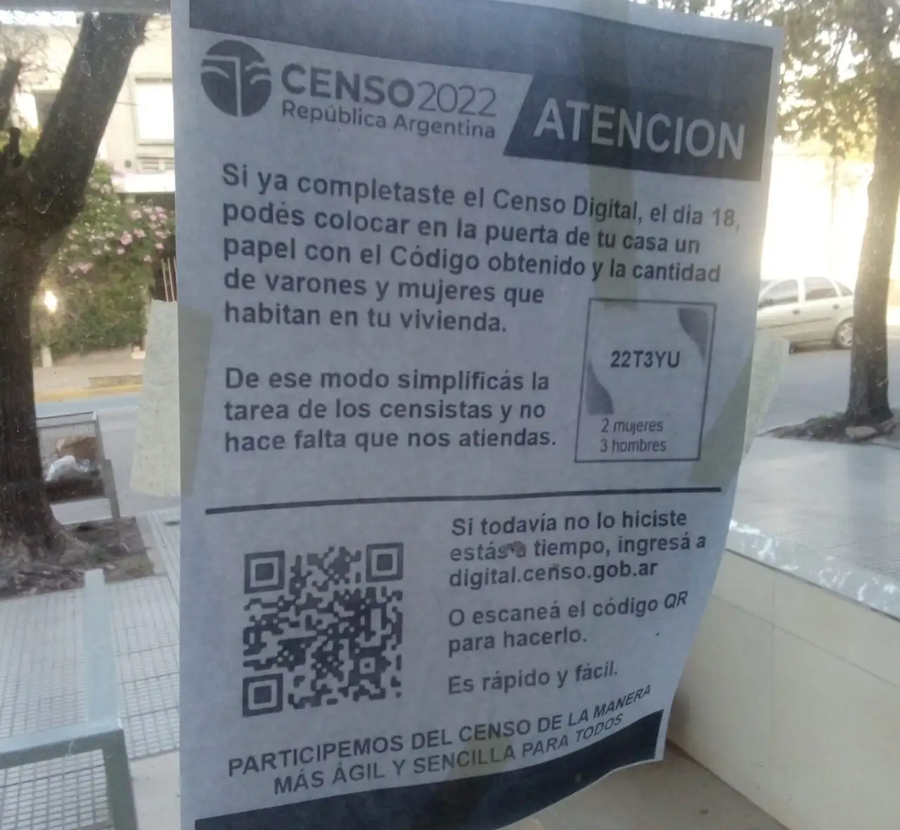 No es obligatorio dejar el código del Censo Virtual en las puertas de las casas