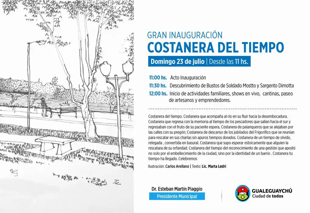 Todos los horarios y las actividades de la inauguración de la Costanera del Tiempo