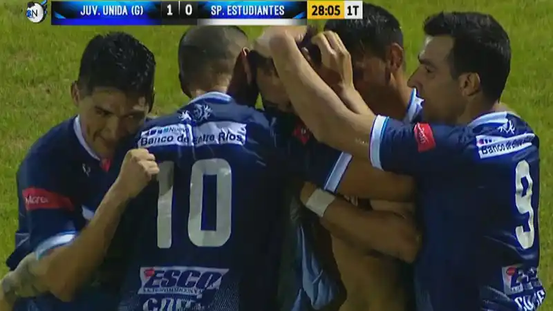 Juventud Unida durante un partido televisado en la B Nacional.