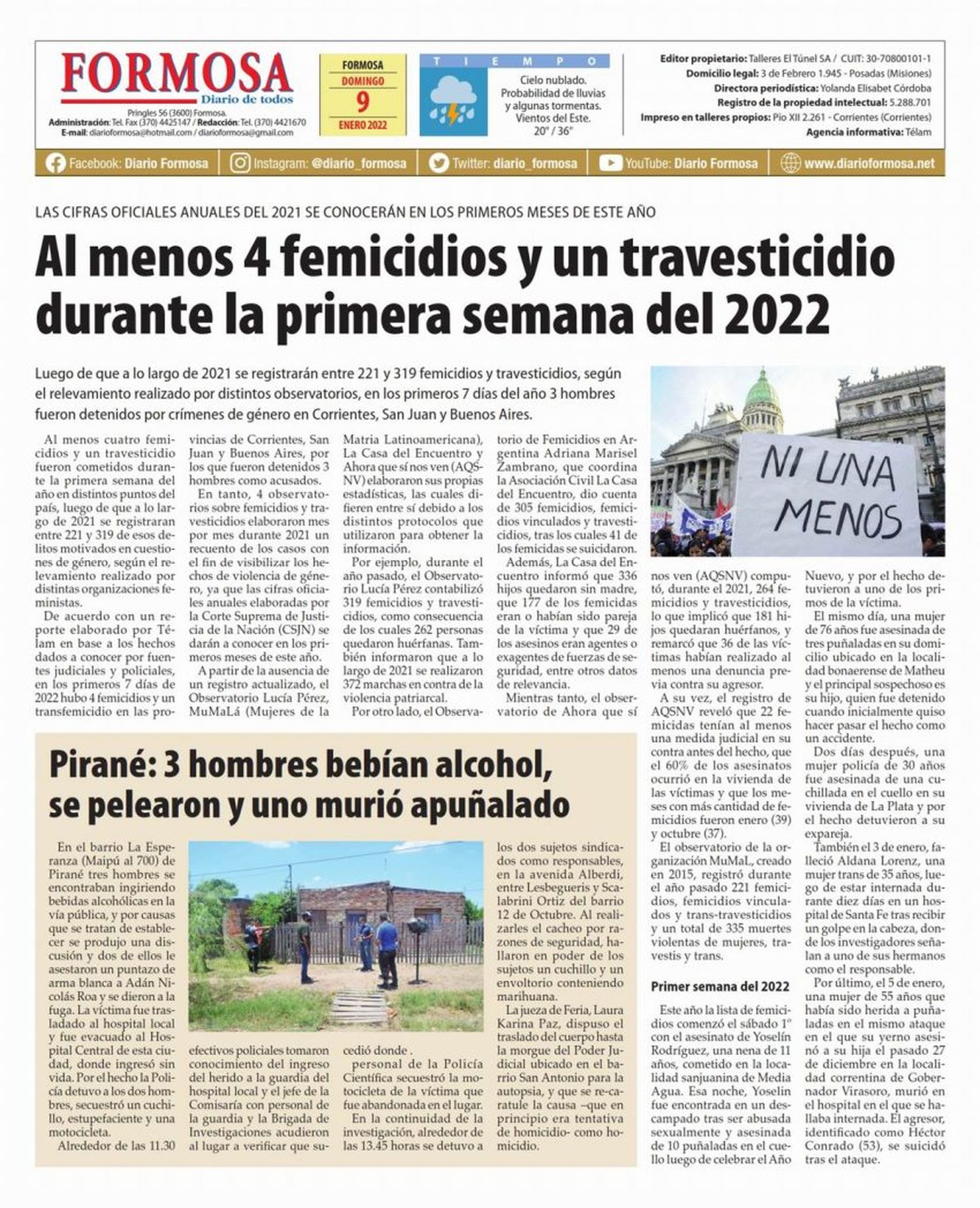 Tapa y Contratapa 9 de enero de 2022