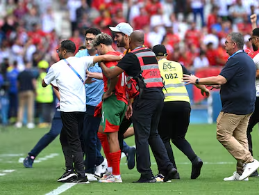 La selección Argentina en un escandalos debut ante Marruecos en los Juegos Olímpicos París 2024 .Foto:FP