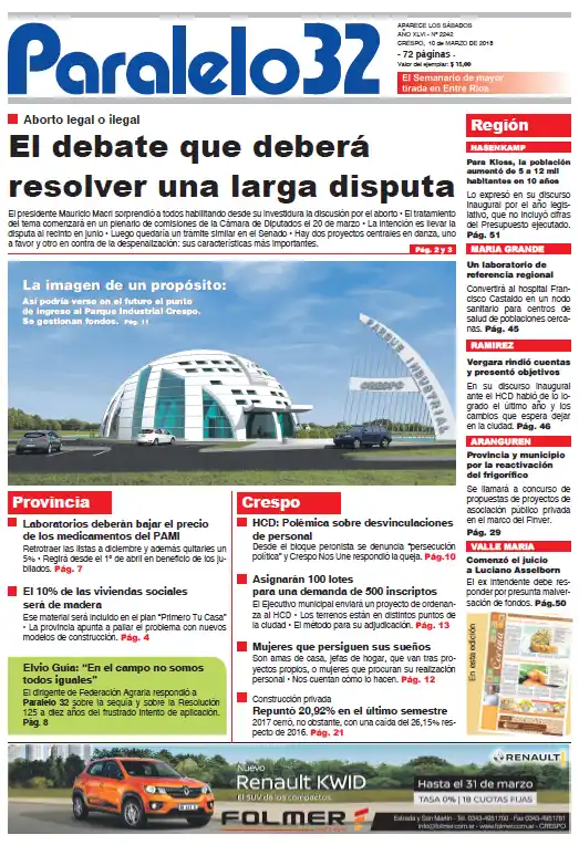 Tapa Paralelo 32 edición Crespo