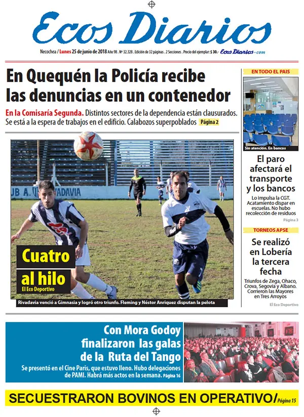 Tapa del 25 de junio de 2018