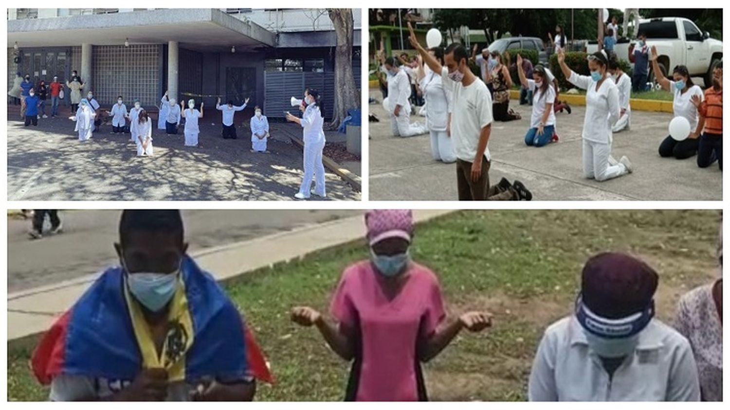ENFERMEROS PIDEN DE RODILLAS por el fin de la pandemia, protección para su salud y la del país