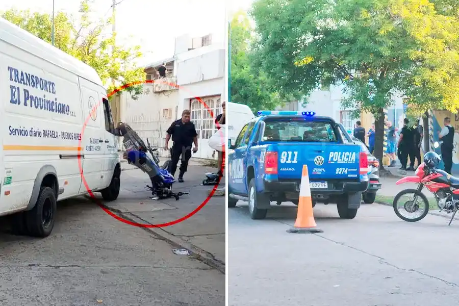 Impactante accidente: un furgón dobló a la derecha y atropelló a un motociclista