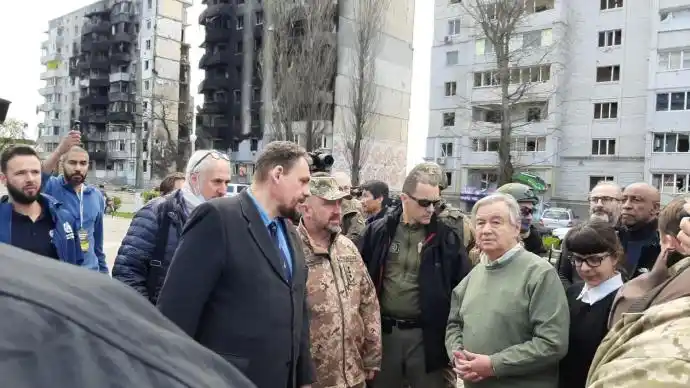 António Guterres, durante su visita a Kiev.