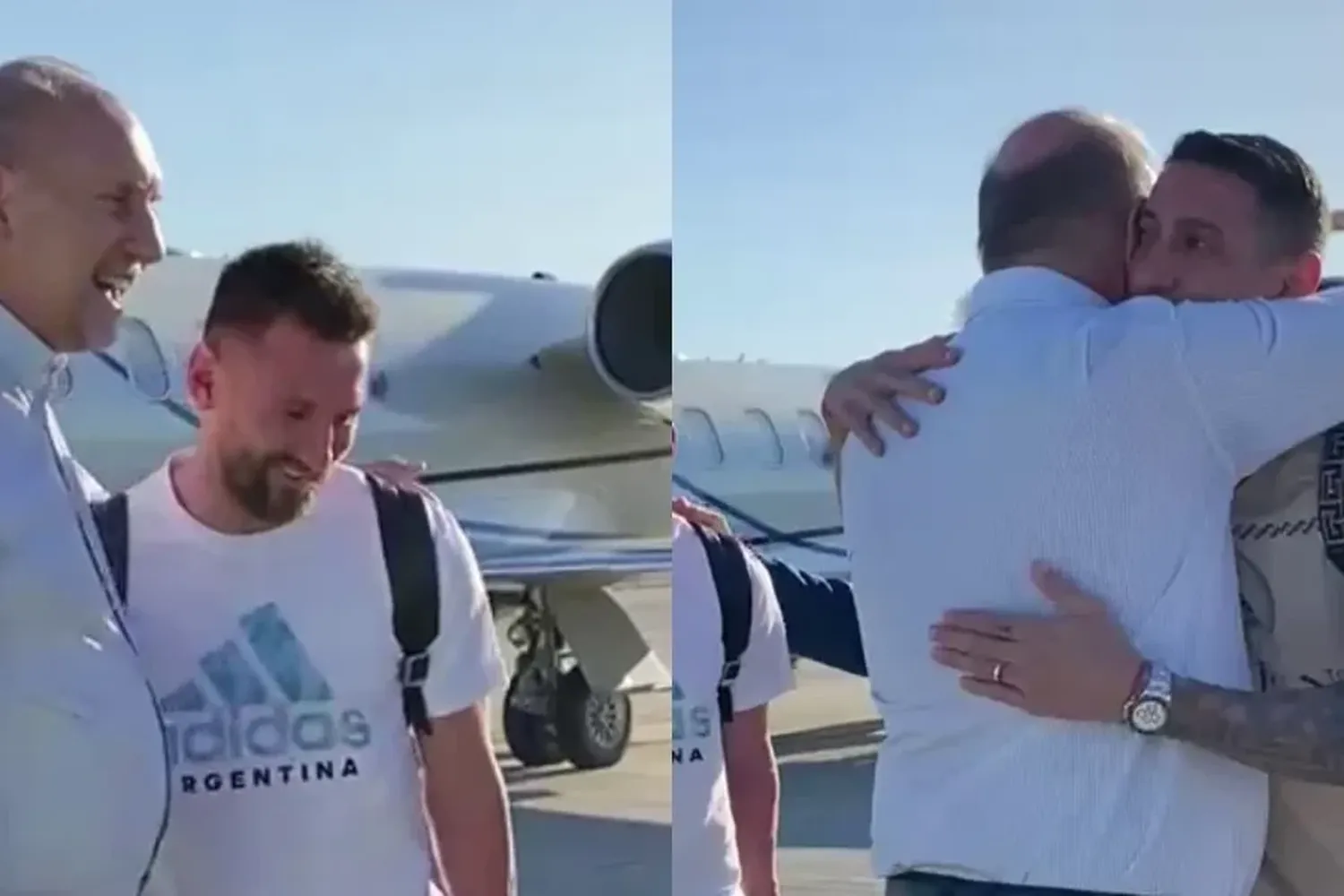 Messi y Di María fueron recibidos en Rosario por el gobernador Perotti