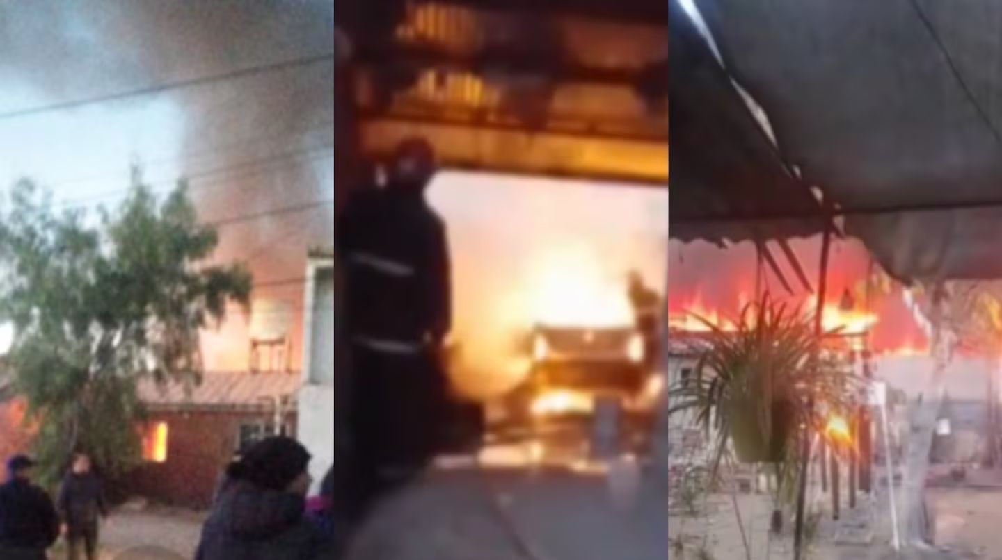 El incendio consumió los cuatro vehículos que se encontraban en el taller mecánico. (Foto: gentileza Diario Panorama / Nuevo Diario Web)