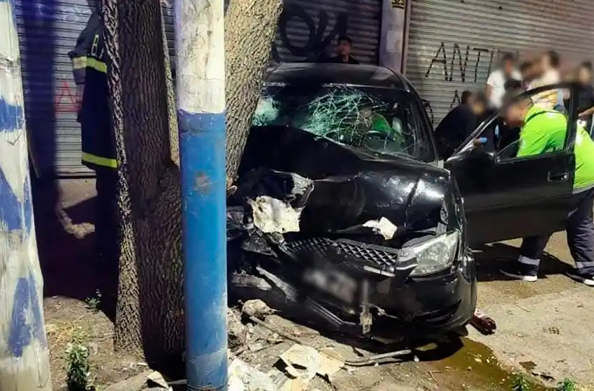 Fuerte impacto de madrugada contra un árbol: la acompañante sufrió fracturas