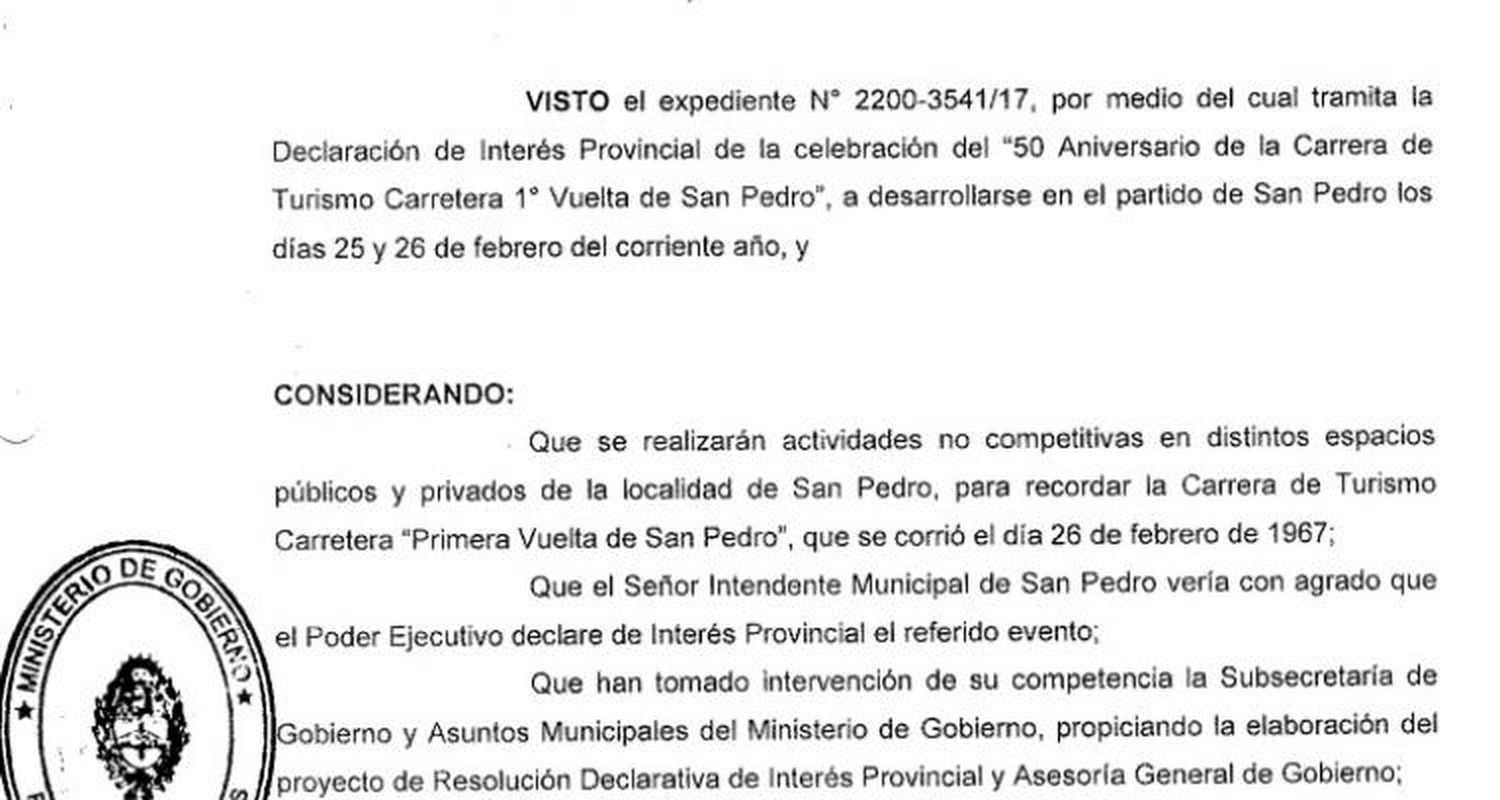 50 años Vuelta de San Pedro: La celebración tiene “Interés Provincial”