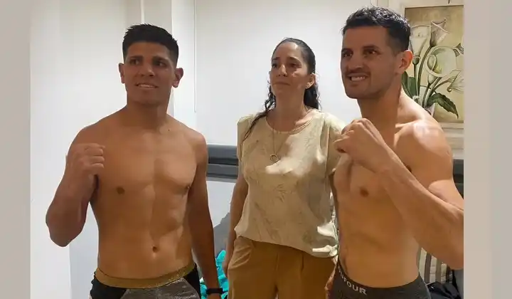 Sánchez y Godoy en el pesaje.