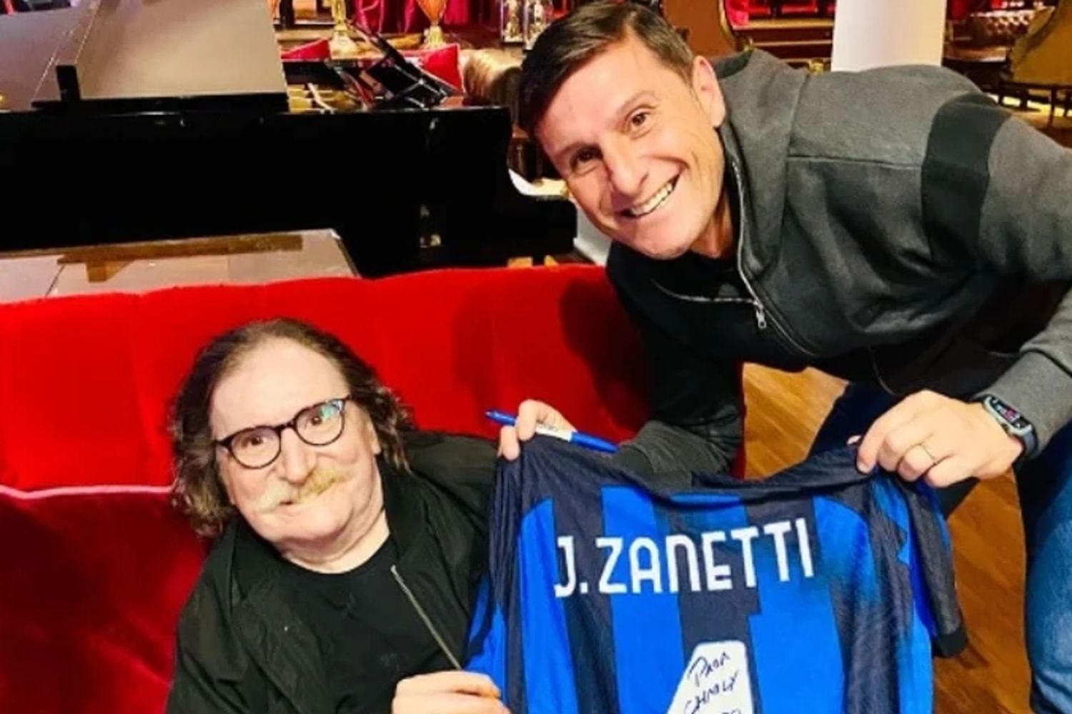 Charly García compartió un emotivo encuentro con Javier Zanetti