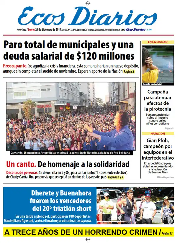 Tapa del 23 de diciembre de 2019