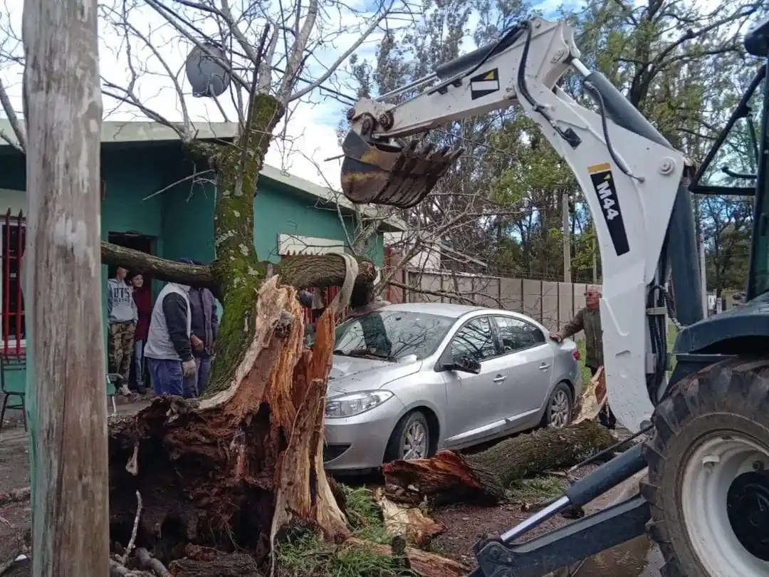 Desde las 21 del viernes, los fuertes vientos causaron destrozos en Rufino y todo el sur-sur. Foto: Gentileza