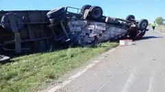 Camión con pollos vivos volcó en Ruta 12 y dejó un hombre hospitalizado