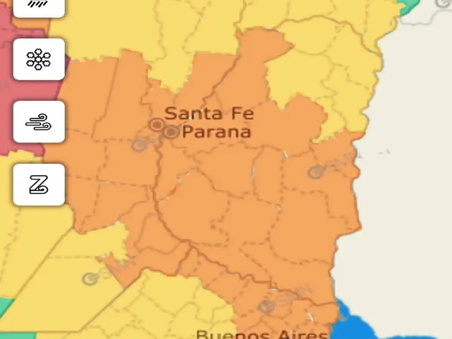 Alerta por tormentas fuertes con lluvias intensas y ocasional caída de granizo