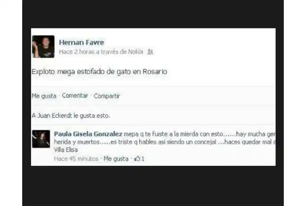 Nefasto comentario de un concejal:"Explotó megaestofado de gato en Rosario" 
