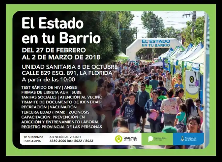 Quilmes: “El Estado en tu barrio” llega a La Florida