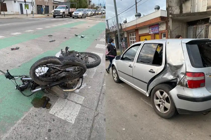Chocó un auto con su moto, escapó corriendo y fue detenido en zona oeste