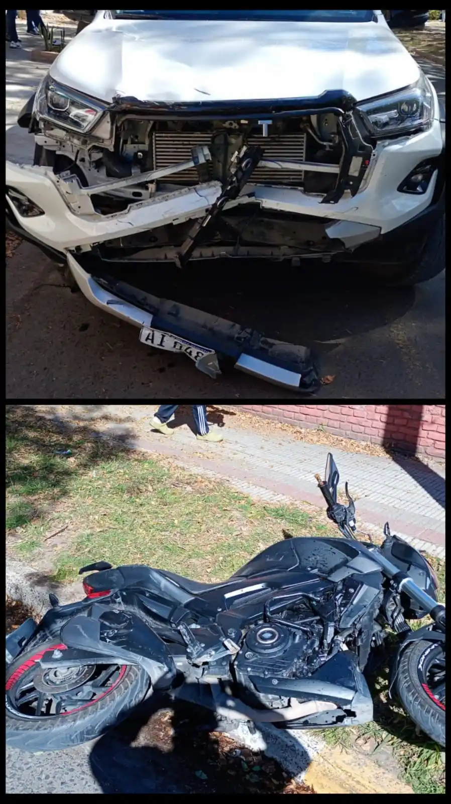 Accidente entre una camioneta y una motocicleta en Crespo: una joven sufrió lesiones graves
