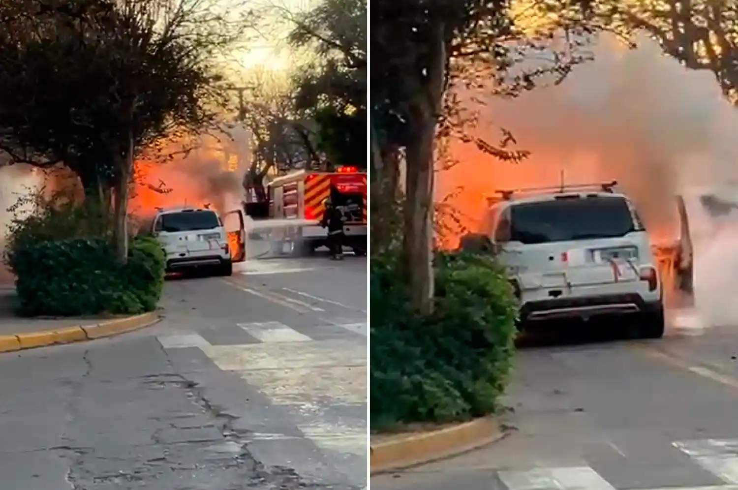 Un automóvil se incendió por completo en el barrio San Martín y las pérdidas son casi totales